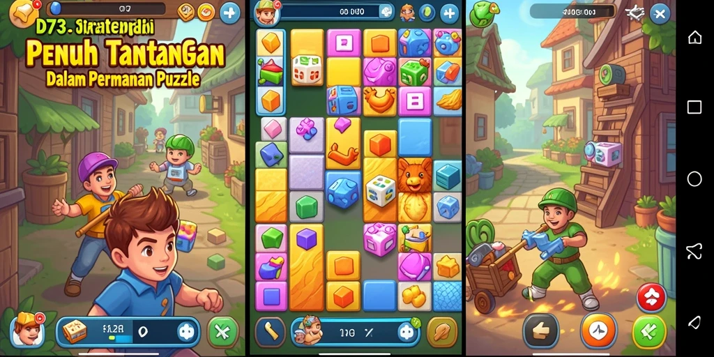 Screenshot gameplay D73 yang menampilkan tingkat tantangan puzzle yang menarik.