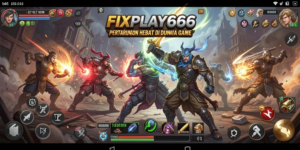 Tampilan pertarungan seru di FIXPLAY666 dengan karakter unik.