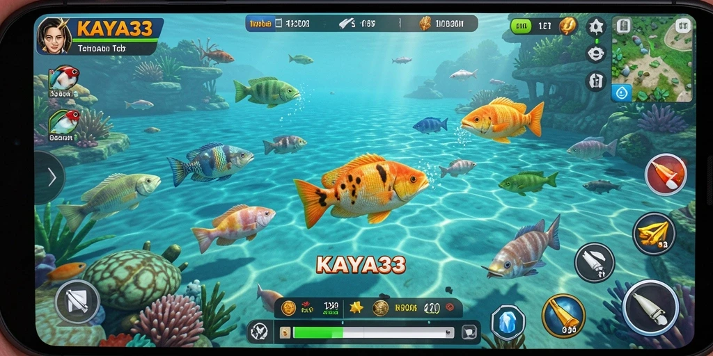 Tampilan gameplay Tembak Ikan yang seru dan penuh warna.