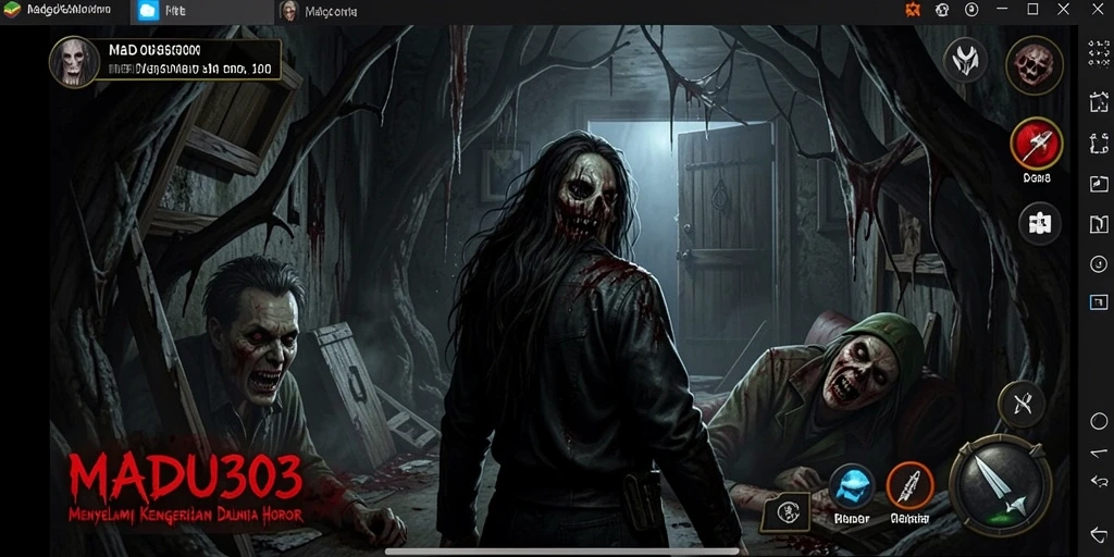 Screenshot MADU303 yang menampilkan momen penuh ketegangan dan kengerian.