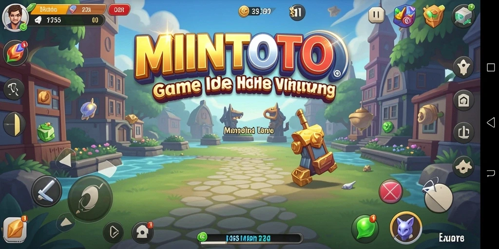 Tangkapan layar utama MINTOTO menampilkan gameplay yang santai dan interaktif.
