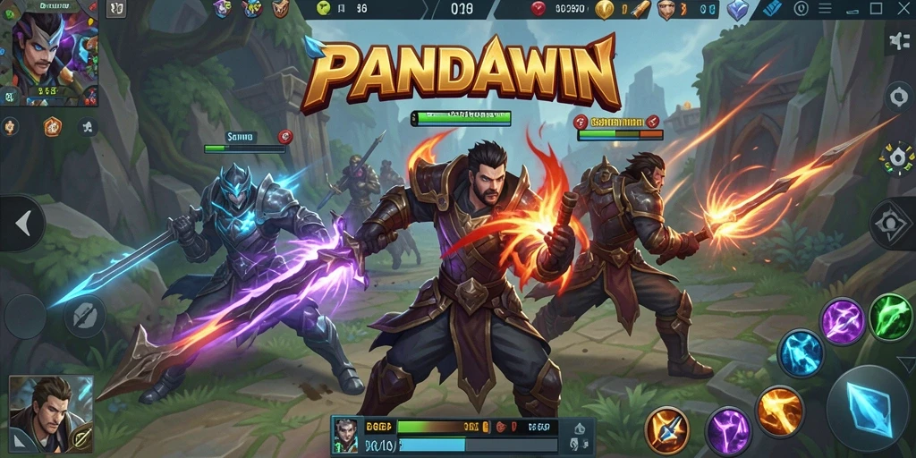 Tampilan pertempuran seru di gameplay PANDAWIN.