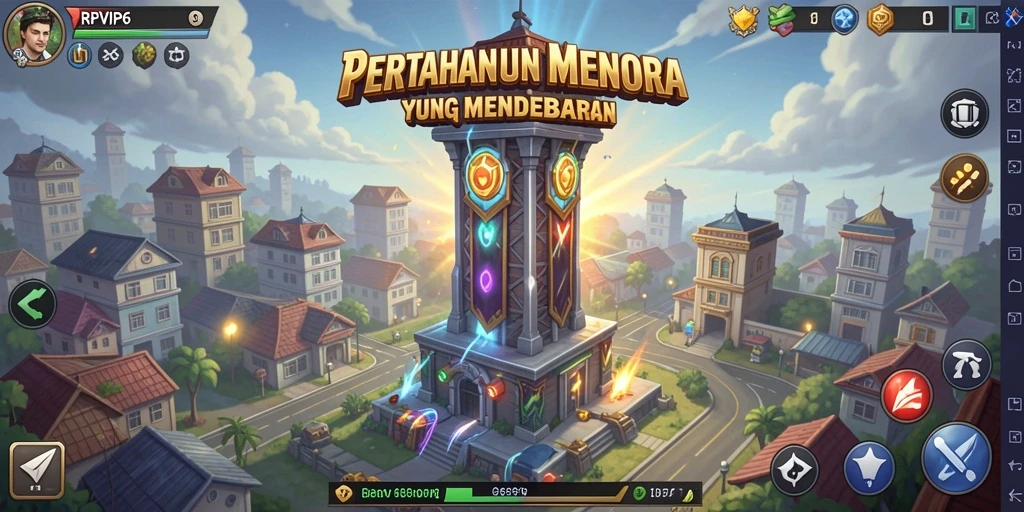 Tampilan gameplay RPVIP6 menampilkan strategi pertahanan menara yang mendebarkan.